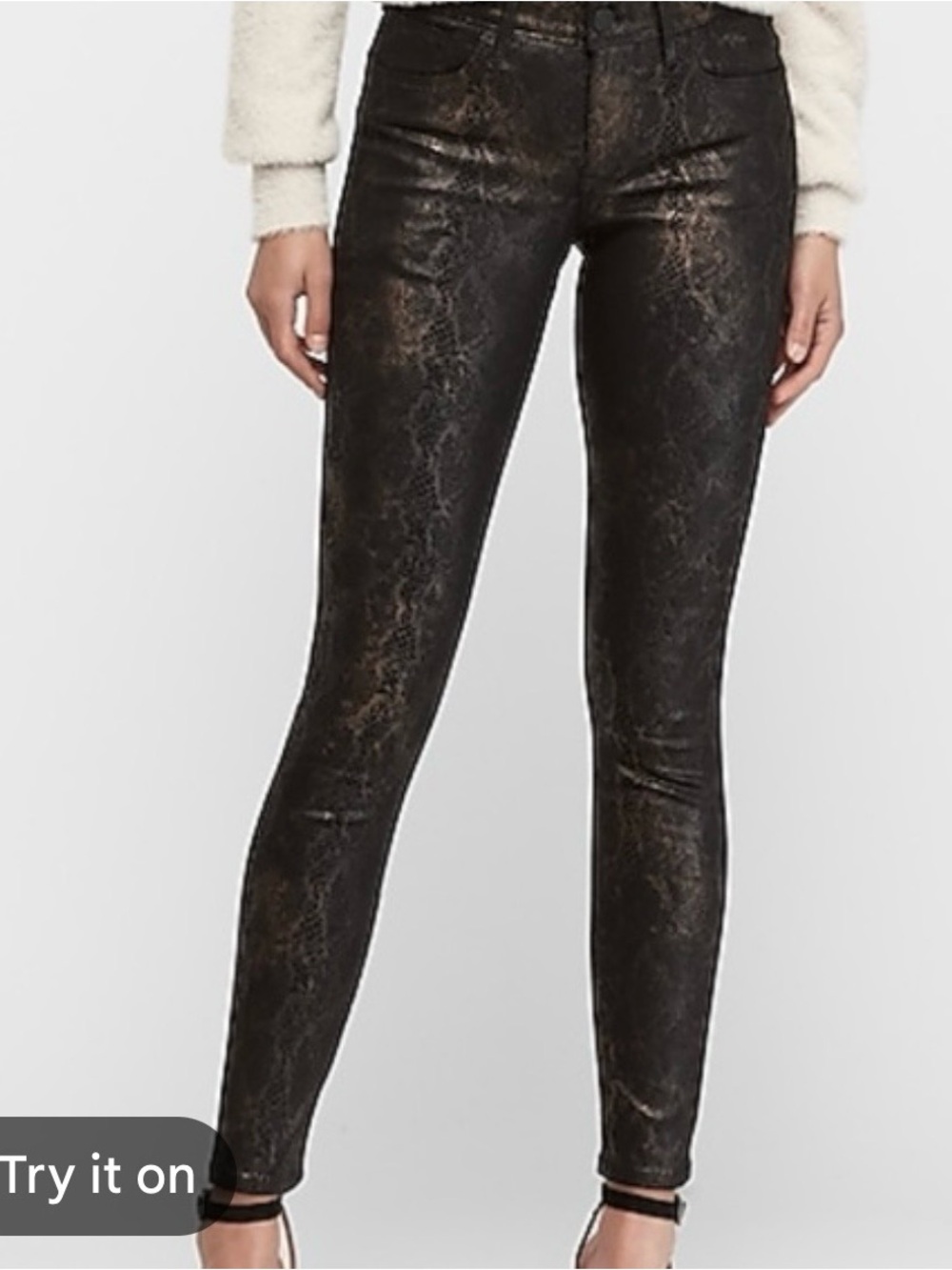 Express Black Snake-Print Jeans